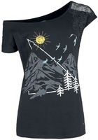R.E.D. by EMP - T-shirt met woud opdruk - T-shirt - Vrouwen - donkerblauw