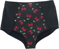 Rock Rebel by EMP - Black Bikini Bottoms with Rockabilly Print and Buttons - Bikini Slip - Vrouwen - zwart