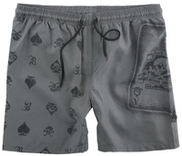 Rock Rebel by EMP - Graue Badeshorts mit Pik Ass Print - Zwembroek - Mannen - grijs
