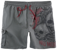 Rock Rebel by EMP - Graue Badeshorts mit Totenkopf Print - Zwembroek - Mannen - grijs
