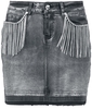 Rock Rebel by EMP - Grey Denim Skirt with Rhinestone Chains - Korte rok - Vrouwen - grijs