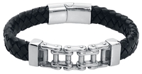 Rock Rebel by EMP - Heavy Chain - Lederen armband - Mannen - zwart zilverkleurig