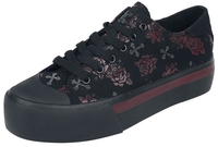 Rock Rebel by EMP - LowCut Platform Sneaker mit Kreuz und Rosen Print - Sneakers - Vrouwen - zwart