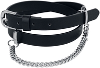 Rock Rebel by EMP - Narrow Black Belt with Decorative Chain - Riem - Vrouwen - zwart