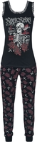 Rock Rebel by EMP - Pyjama mit Rosen und Totenkopf - Pyjama - Vrouwen - zwart