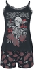 Rock Rebel by EMP - Pyjama mit Rosen und Totenkopf - Pyjama - Vrouwen - zwart
