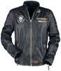 Rock Rebel by EMP - Rock Rebel X Route 66 - Black Leather Jacket with Contrasting-Coloured Embossing - Lederen jas - Mannen - zwart