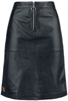 Rock Rebel by EMP - Rock Rebel X Route 66 - Black Leather Skirt with Zip - Medium-lengte rok - Vrouwen - zwart