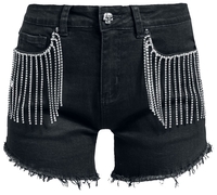 Rock Rebel by EMP - Schwarze Shorts mit Strassstein- Applikation - Korte broek - Vrouwen - zwart