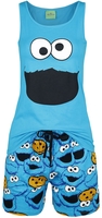 Sesame Street - Krümelmonster - Face - Pyjama - Vrouwen - blauw