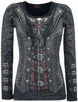 Spiral - Gothess Wrap - Shirt met lange mouwen - Vrouwen - zwart