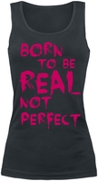 Sprüche - Born To Be Real Not Perfect - Top - Vrouwen - zwart