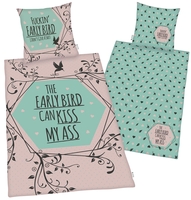 Sprüche - The Early Bird Can Kiss My Ass - Beddengoed - Unisex - meerkleurig
