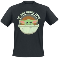 Star Wars - The Mandalorian - Eat. Sleep. Levitate. Repeat. - Grogu - T-shirt - Mannen - zwart