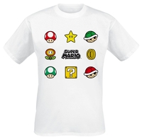 Super Mario - Items - T-shirt - Mannen - wit