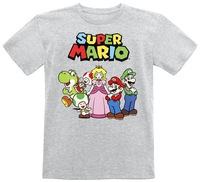 Super Mario - Kids - Charaktere - T-shirt - Unisex - grijs gemêleerd
