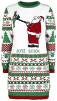 Ugly Christmas Sweater - Elfie Stick - Medium-lengte jurk - Vrouwen - meerkleurig