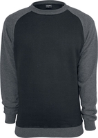 Urban Classics - 2-Tone Raglan Crewneck - Sweatshirts - Mannen - zwart antraciet