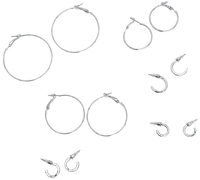 Urban Classics - Basic Hoop Earrings 6-Pack - Oorbel - Vrouwen - zilverkleurig