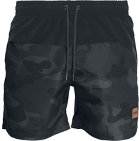 Urban Classics - Block Swim Shorts - Zwembroek - Mannen - dark camo zwart