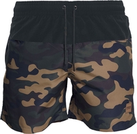 Urban Classics - Block Swim Shorts - Zwembroek - Mannen - woodland zwart