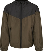 Urban Classics - Boys 2-Tone Tech Windrunner - Jas - Mannen - zwart olijf