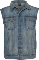 Urban Classics - Denim Vest - Vest - Mannen - lichtblauw