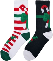 Urban Classics - Fancy X-Mas Candy Socks 2-Pack - Sokken - Unisex - meerkleurig
