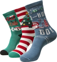 Urban Classics - Ho Ho Ho Christmas Socks 3-Pack - Sokken - Unisex - meerkleurig
