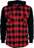 Urban Classics - Hooded Checked Flannel - Flanellen overhemd - Mannen - zwart rood