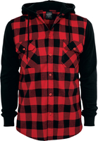 Urban Classics - Hooded Checked Flannel - Flanellen overhemd - Mannen - zwart rood