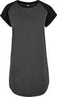 Urban Classics - Ladies’ Contrast Raglan Tee Dress - Korte jurk - Vrouwen - zwart grijs