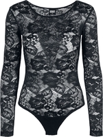 Urban Classics - Ladies Lace Longsleeve Body - Lichaam - Vrouwen - zwart