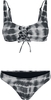 Urban Classics - Ladies Lace Up Tie Dye Bikini - Bikini Set - Vrouwen - zwart wit