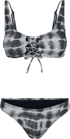 Urban Classics - Ladies Lace Up Tie Dye Bikini - Bikini Set - Vrouwen - zwart wit