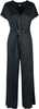 Urban Classics - Ladies Satin Wide Leg Belt Jumpsuit - Jumpsuit - Vrouwen - zwart