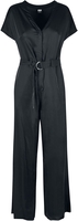 Urban Classics - Ladies Satin Wide Leg Belt Jumpsuit - Jumpsuit - Vrouwen - zwart