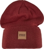 Urban Classics - Leather Patch Long Beanie - Beanie - Unisex - bordeaux