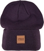 Urban Classics - Leather Patch Long Beanie - Beanie - Unisex - donkerpaars
