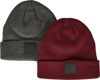 Urban Classics - Logopatch Beanie Kids 2-Pack - Hoed - Unisex - antraciet rood