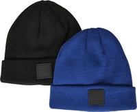 Urban Classics - Logopatch Beanie Kids 2-Pack - Hoed - Unisex - zwart blauw
