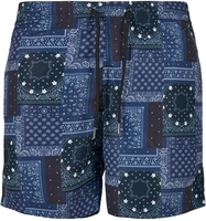 Urban Classics - Pattern Swim Shorts - Zwembroek - Mannen - blauw zwart