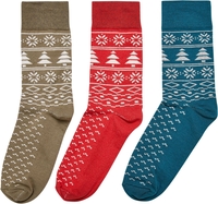 Urban Classics - Set van drie paar sokken met Noors motief - Sokken - Unisex - meerkleurig
