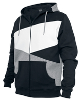 Urban Classics - Zig Zag Zip Hoodie - Vest met capuchon - Mannen - zwart grijs wit