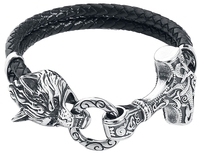 URBANTIMBER - Thors Hammer mit Fenriswolf - Armband - Mannen - zwart zilverkleurig
