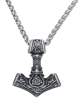 URBANTIMBER - Thors Hammer mit Valknut und keltischen Knoten - Halsketting - Mannen - zilverkleurig