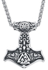URBANTIMBER - Thors Hammer mit Vegvisir - Halsketting - Mannen - zilverkleurig
