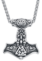 URBANTIMBER - Thors Hammer mit Vegvisir - Halsketting - Mannen - zilverkleurig