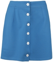Voodoo Vixen - 60s Mini Button Front Skirt - Korte rok - Vrouwen - blauw