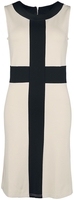 Voodoo Vixen - Contrast Stripe Shift Dress - Korte jurk - Vrouwen - beige zwart